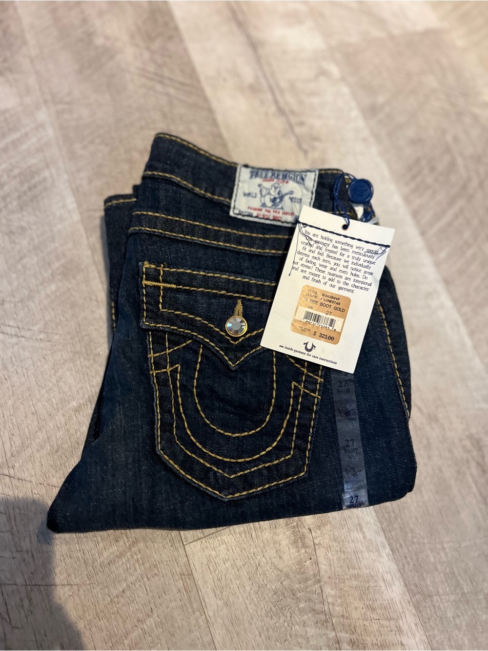 True Religion Women Dark Indigo Bootcut Jeans with Swarovski Contrast Stitching